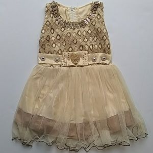 Special Occasion Bronze Gold Lace Jeweled Dress